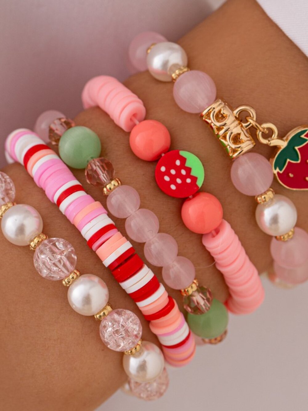 5pcs bracelets cute y2k pink